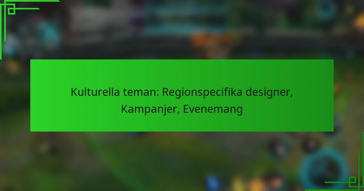 Kulturella teman: Regionspecifika designer, Kampanjer, Evenemang