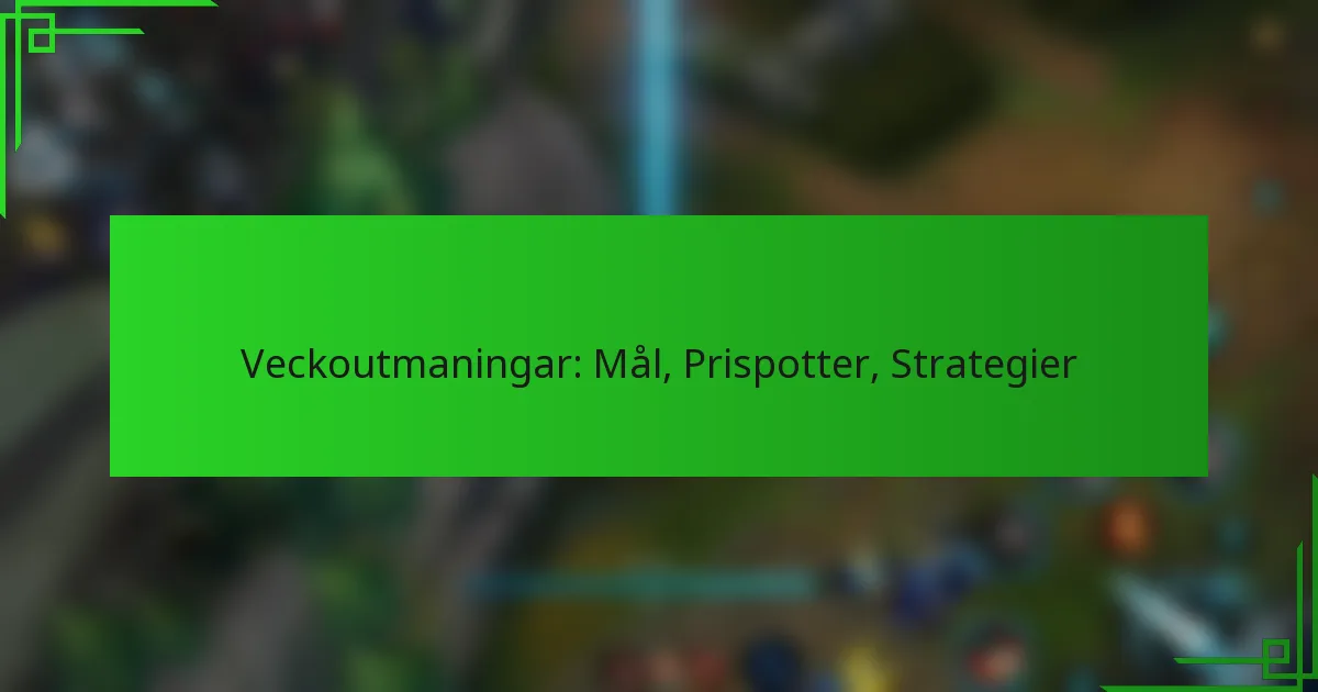 Veckoutmaningar: Mål, Prispotter, Strategier